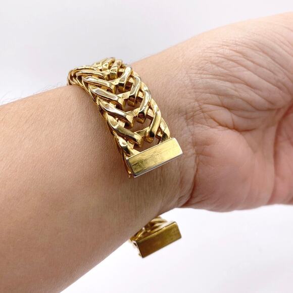 Monet Vintage Braided Bracelet Gold Plated 7” - Picture 3 of 6